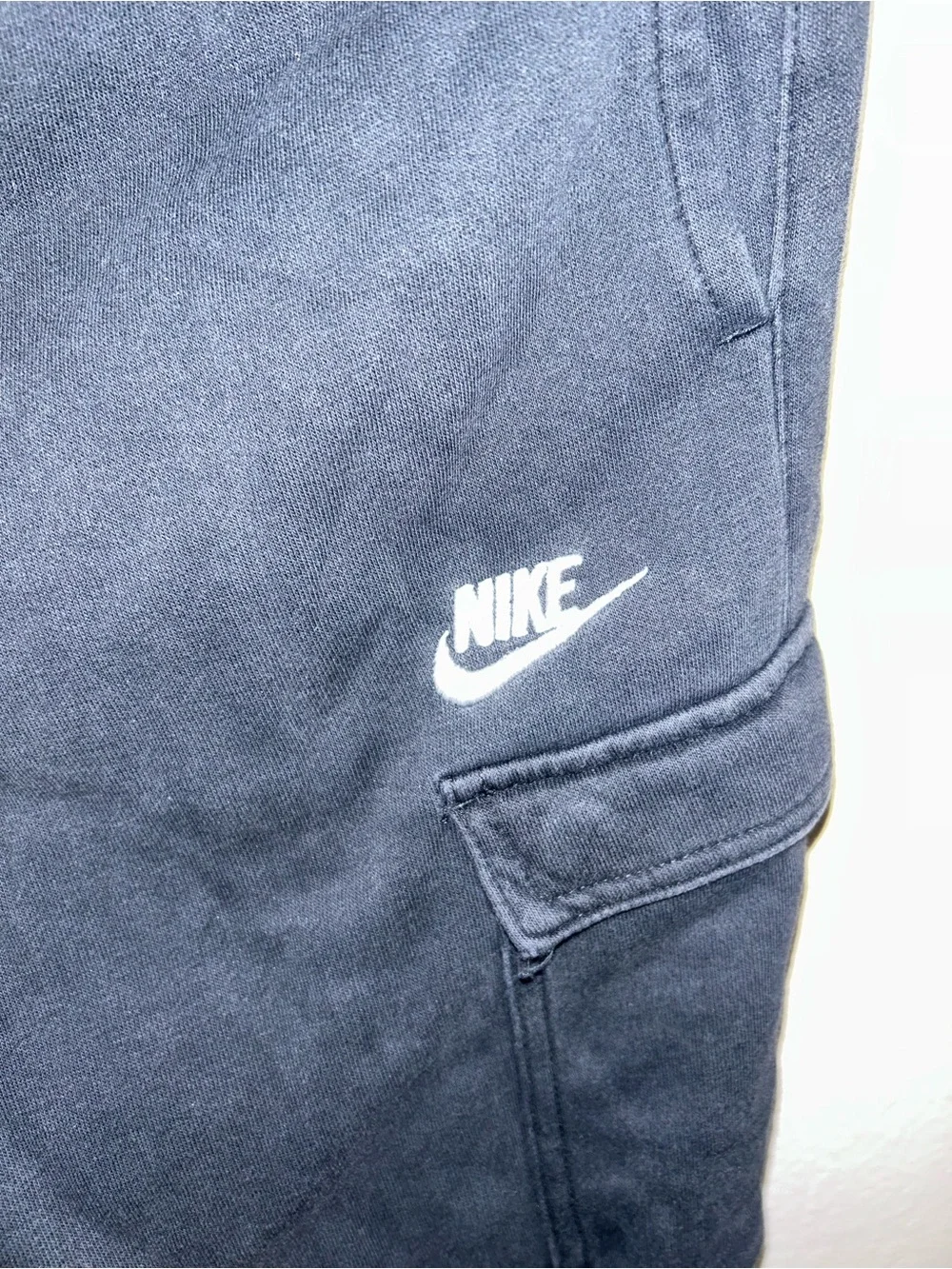 Nike Black Kids Cargo Joggers with White Swoosh